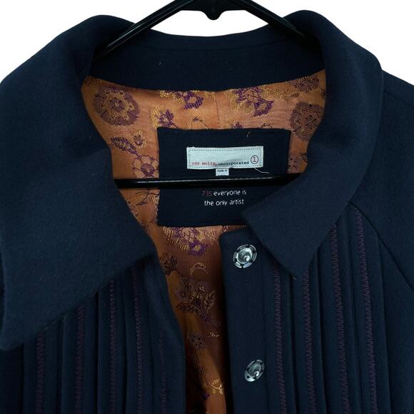 Odd Molly for Anthropologie Wool Cashmere Blend Coat Size 1 Small Orange Lining - Picture 2 of 5